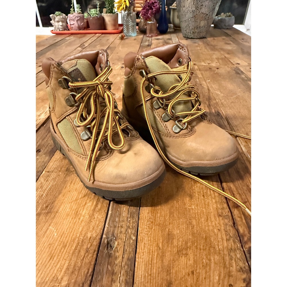 Timberland Field Boots Toddler 10.5 Tan Leather Mesh Rugged Gorpcore Hiking